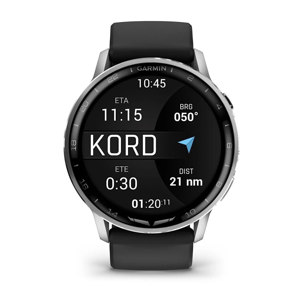 Garmin D2 Air X15, Silver with Black Silicone Band