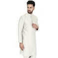 thumbnail image 5 of SKAVIJ Men's Art Silk Long Shirt Indian Casual Party Kurta (Medium, Offwhite), 5 of 6