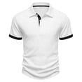 thumbnail image 4 of Maqroz Men's Short Sleeve Ribbed Knit Shirt Casual Button Placket Summer Top Stretchy Lightweight Muscle Shirt Classic Collar Basic Tee for Daily Wear, 4 of 8