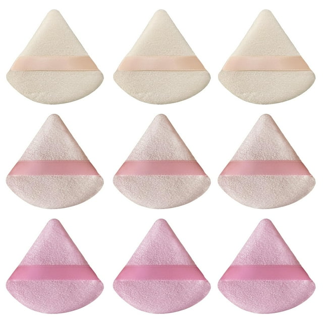 Borlas triangulares para maquillaje GFOUNS, 9 piezas, rosa, suaves