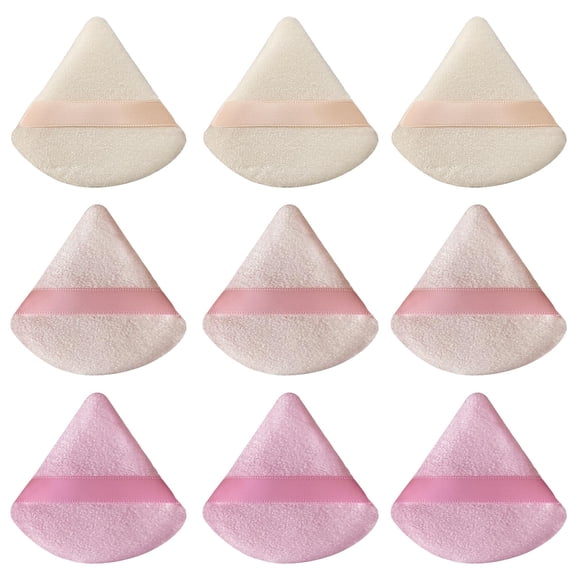 Borlas triangulares para maquillaje GFOUNS, 9 piezas, rosa, suaves