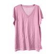 thumbnail image 4 of Pink Womens Blouses Womens Summer Daily Casual V Neck Shirts Short Sleeve Tops Blouses Loose Fit Shirt Ladies Tops and Blouses, 4 of 5