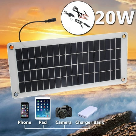 Aqua Solar Controller - 12V 20W 25W Peak Semi Flexible Solar Panel Battery Controller Cell Polysilicon Off Grid Starter Kit RV Portable Semi-flexible Waterproof For Outdoor Home Boat Travel