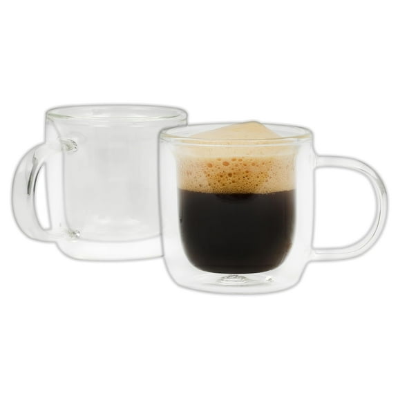Mr. Coffee Salon Espresso 2 piece 3 Ounce Double Wall Insulated Glass Mug Set