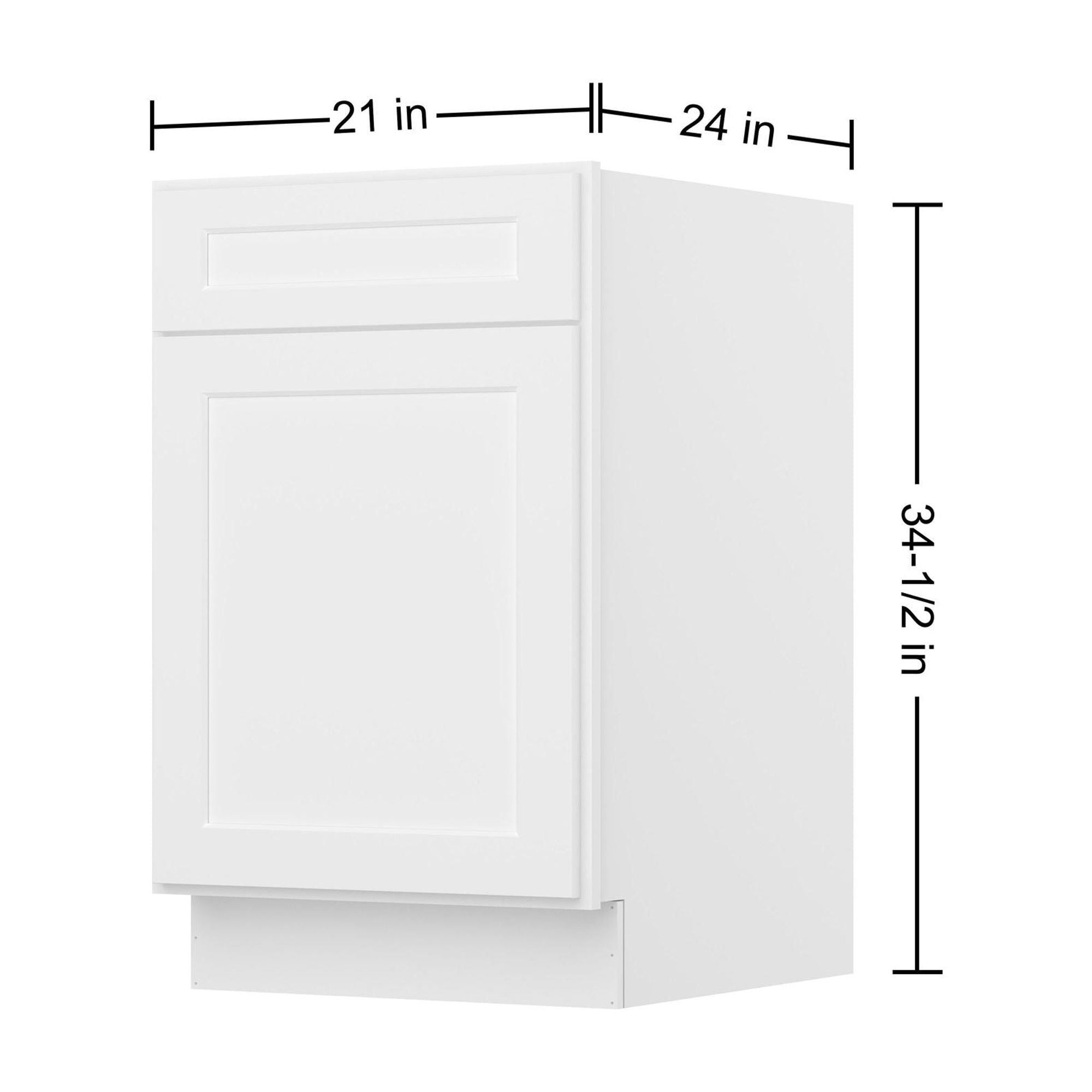 Furinno Shaker Drawer Base Kitchen Cabinet with 1-Door, Ready to Assemble, 24 D x 21 W x 34.5 H, White