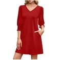 thumbnail image 2 of Womens Dresses Sevevn Women's Summer Dresses 3/4 Puff Sleeve Casual Sundress Dress with Pockets Beach Vacation 2025 Fashion, 2 of 6