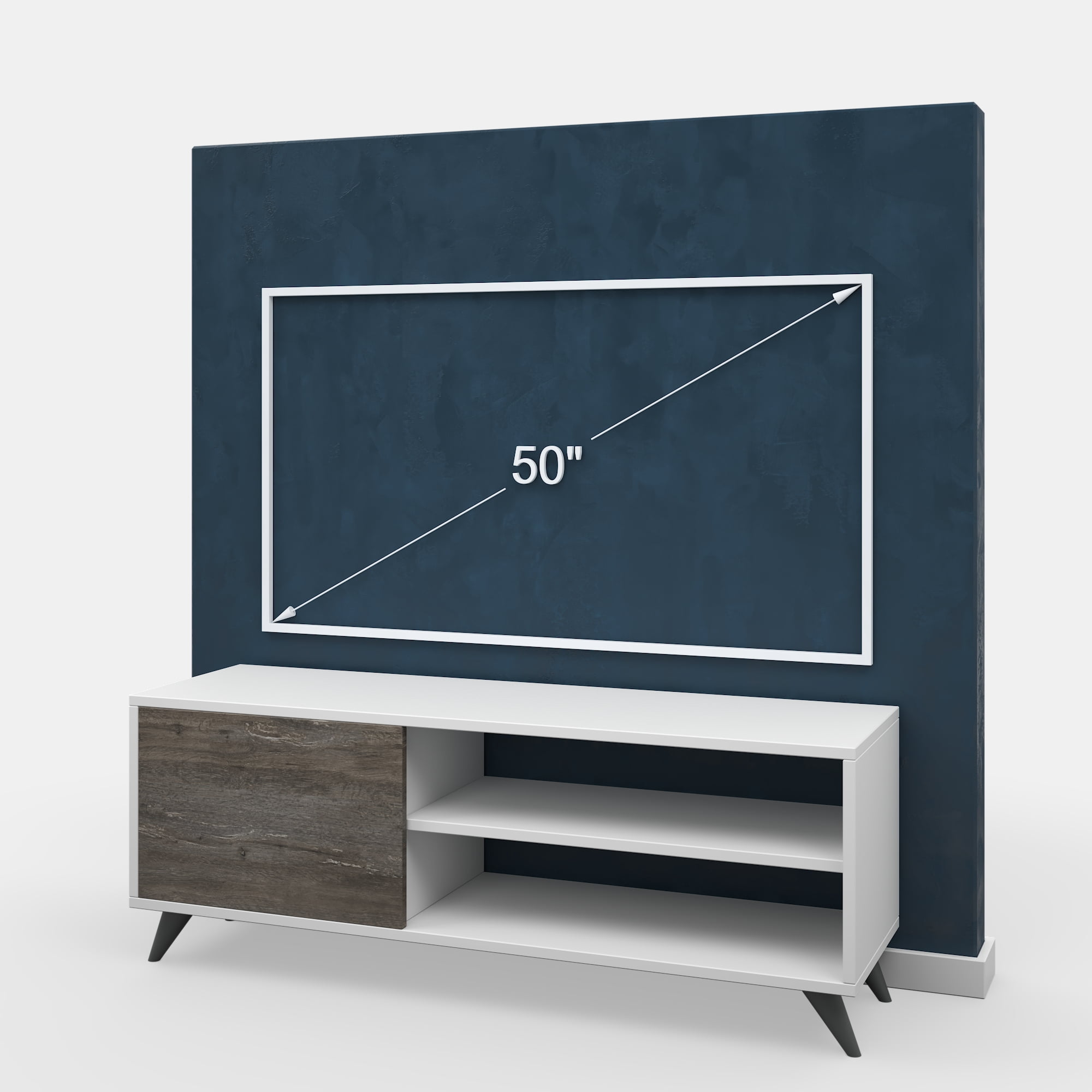 Ada Home Décor 2 Tier Venga TV Stand with Doors for TVs up to 53", White Oak