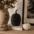 thumbnail image 5 of Aximioll Halloween Black Rattan Pumpkin Lantern 11.8In, Farmhouse Woven Jack-O-Lantern Basket, Cutout Face Candle Holder for Porch Entryway Fireplace Mantel Decor, Black, 5 of 7