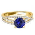 thumbnail image 2 of Mauli Jewels Engagement Rings for Women 1.15 Carat Halo Split Shank Tanzanite And Diamond Engagement Ring Crafted 4-prong 14k Solid Yellow Gold, 2 of 7