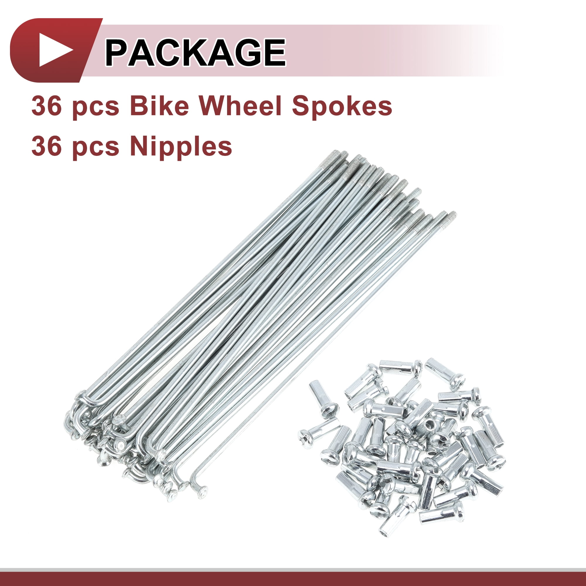 Unique Bargains 36Pcs 13G Bike Wheel Spoke Galvanized Carbon Steel Silver Tone 5.12"
