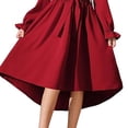 thumbnail image 4 of Fesfesfes Girls Long Sleeve Party Dress With Belt Elegant Pleated Flowy Formal Gown For Special Occasion Birthday Celebration Holiday Outfit(Wine,12-13 Years), 4 of 5