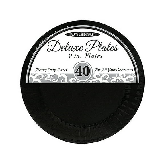1 - Party Essentials 9" Deluxe Luncheon Plates - Black 40 Ct.