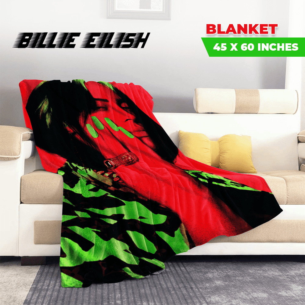 Billie Eilish Fleece Red Machine Hand Wash Polyester Blanket 45