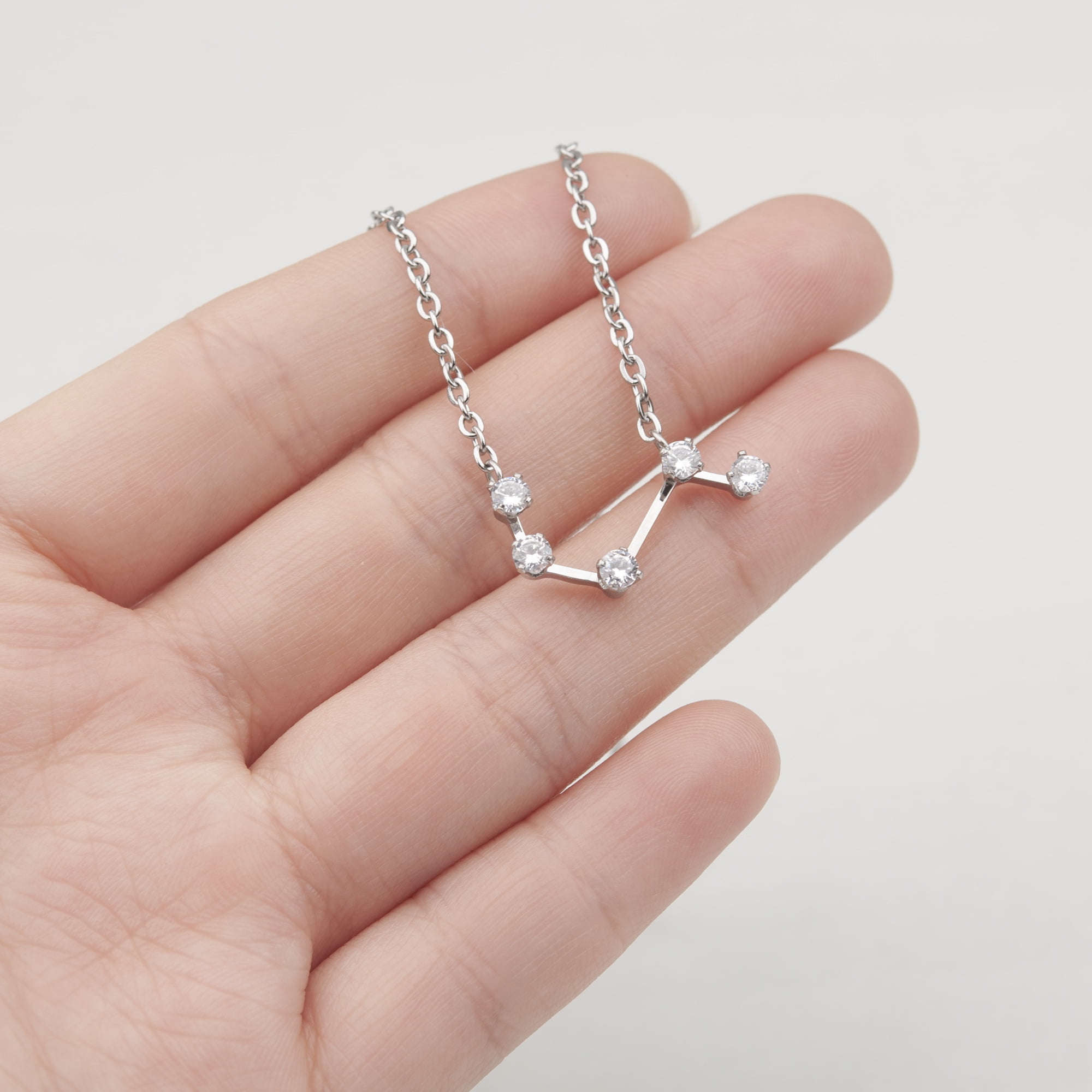 Anavia Zodiac Necklace Birthday Gifts for Girlfriend - Stainless Steel Zodiac Constellation Crystal Necklace - Zodiac Dainty Jewelry for Women [Silver, Scorpio]
