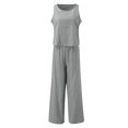 thumbnail image 6 of GEWSEY 2 Piece Sets for Women Summer Cruise Essentials 2025 Travel Outfits Vacation Fashion Lounge Set Sleeveless Matching Set Clothing Wide Leg Crop Pants Airport Loungewear M (Grey, XXL), 6 of 6