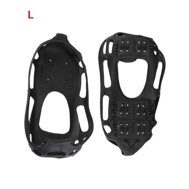 Eigraketly 1 par de zapatos antideslizantes para pesca en hielo de 24 dientes, zapatos de nieve, tacos, crampones, escalada de invierno, Camping, Escalada Numero 3 Eigraketly OD009867-03