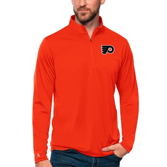 Men's Antigua Orange Philadelphia Flyers Tribute Quarter-Zip Pullover Top