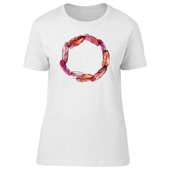 Pink Watercolor Feathers Wreath Tee Women's -Image by Shutterstock