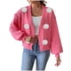 thumbnail image 2 of Suéter de cuello en V para mujer, cárdigan de punto, blusas con cuello en V, camiseta informal, suéter de moda, top acrílico para mujer, 2 of 6