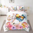 thumbnail image 2 of Rooster Twin Comforter Set,7 Pieces Soft Microfiber Boho Floral Chick Cock Chicken Farm Animals Comforters with Fitted Sheet,Flat Sheets,and Pillowcases- Rustic Farmhouse Wildlife Bedding Sets, 2 of 5