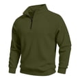 thumbnail image 2 of XRoczxe Men Quarter Zip Pullover Sweatshirt Stand Collar Long Sleeve Raglan Sleeve Wrinkle Resistant Soft Fleece Lined Casual Top for Autumn Winter, 2 of 9