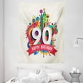 thumbnail image 1 of 90th Birthday Decorations Tapestry, Funky Pop Geometrical Fun Celebration Cute Colorful Greetings, Wall Hanging for Bedroom Living Room Dorm Decor, 60W X 80L Inches, Multicolor, by Ambesonne, 1 of 2