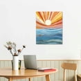 thumbnail image 2 of Nawypu Boho Wall Art Framed Canvas Wall Art Rainbow Sun Rising on the Sea Geometric Watercolor Illustrations Line Wall Art, Mid-Century Modern Prints Artwork Boho Sun Wall Decor, 2 of 3