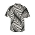 thumbnail image 3 of White Black Wave Hawaiian Shirts For Men, Summer Short-Sleeve Relaxed-Fit Button-Down Shirts Large, 3 of 9