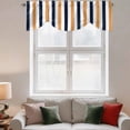 thumbnail image 3 of Orange Navy Blue Striped Tie Up Valances Curtain, Adjustable Kitchen Modern Valances for Windows Decor, Rod Pocket Short Curtains Set for Bedroom/Bathroom, 42"x12", 3 of 9