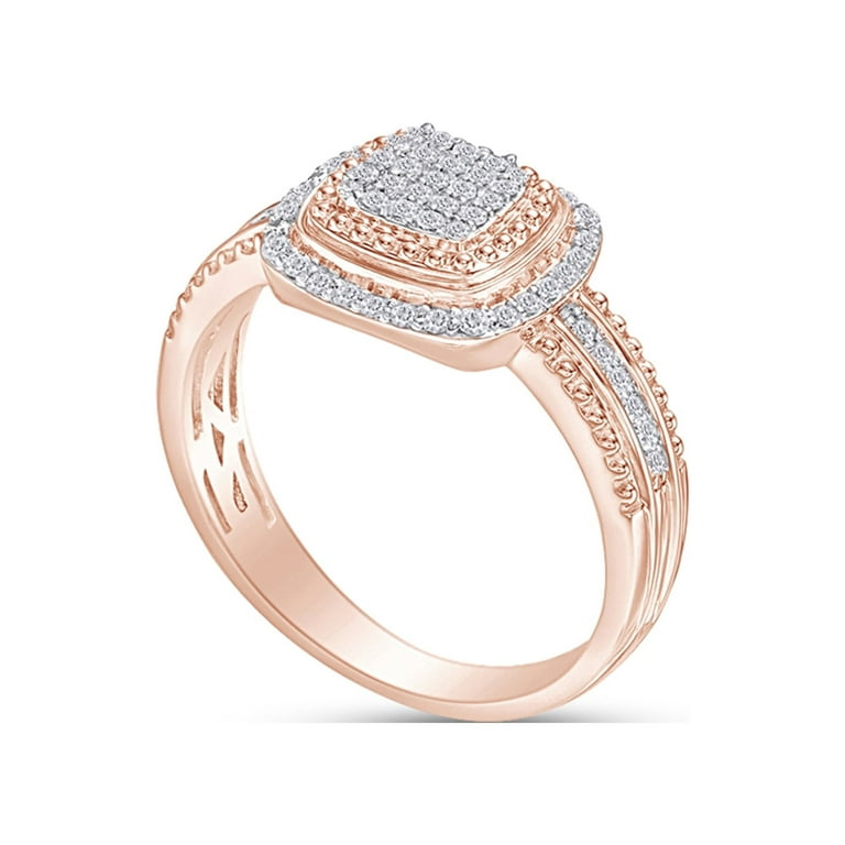  10k Rose Gold and Sterling Silver Natural Diamond