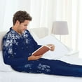 thumbnail image 6 of Sikiie Christmas Blue Mens Pajama Set, Soft Warm Long Sleeve Sleepwear, Cozy Button-Down Pjs for Men-XX-Large, 6 of 7