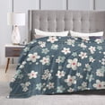 thumbnail image 4 of Kll Fleece Blanket Plush Throw Blanket Blue Flower,Soft Fuzzy Cozy Flannel Blanket For Couch Sofa Bed.(80"X60"), 4 of 9