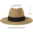 thumbnail image 5 of Women Wide Brim Straw Panama Roll up Hat Fedora Beach Sun Hat UPF50+, 5 of 7