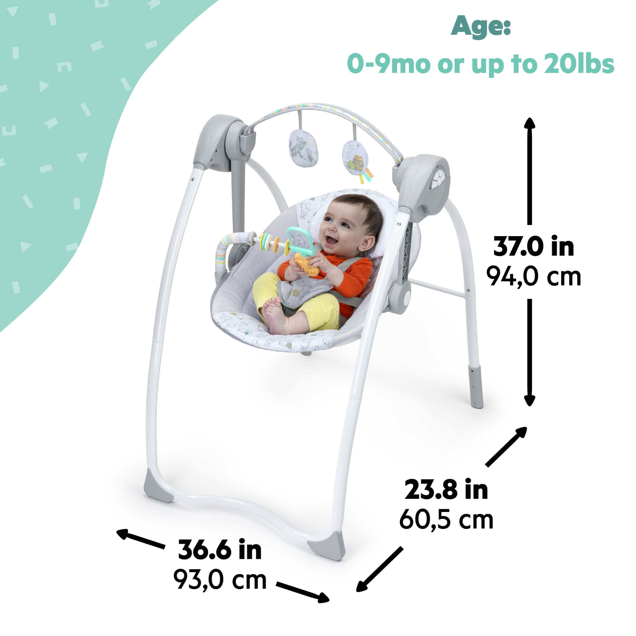 Bright Starts Disney Baby Winnie the Pooh Milestone Swing, Unisex, Newborn