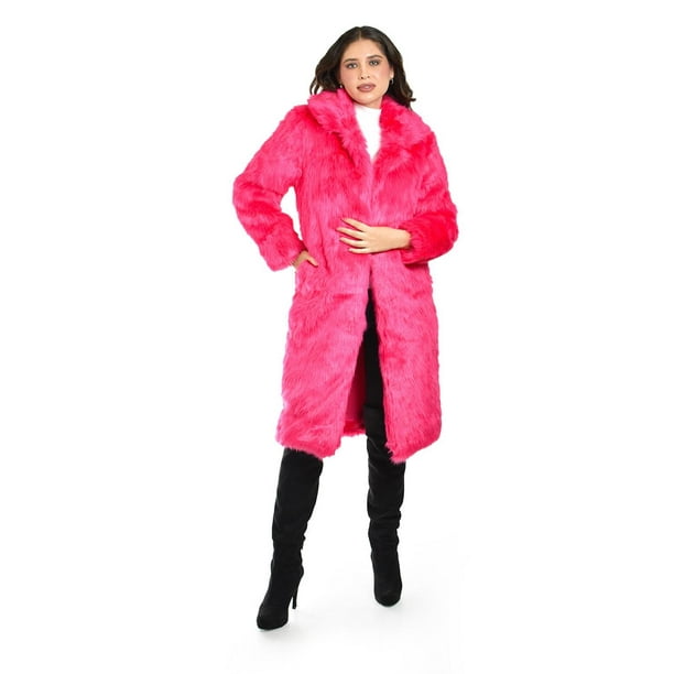 Abrigo largo de peluche Roman Fashion /Juvenil, 4098 (Fiusha) fucsia M