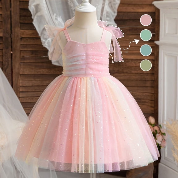 JUoaLXG Toddler Girls Casual Dresses Summer Sleeveless Suspenders Dance Party Princess Dress Holiday Wear,Red,2-3 Years