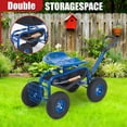 thumbnail image 2 of Siège de Travail de Jardin Roulant – Chariot Robuste avec Rotation à 360° – Charge de 400 lb – Pneus Tout-Terrain de 10 Pouces – Poignée Extensible et Plateau à Outils – Plantation, Désherbage et Cour, 2 of 8