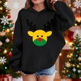thumbnail image 2 of Lorytime Christmas Hoodies for Kids Boys Girls Reindeer Sweatshirt Long Sleeve Pullover Drop Shoulder Soft Tops Black, 2 of 4