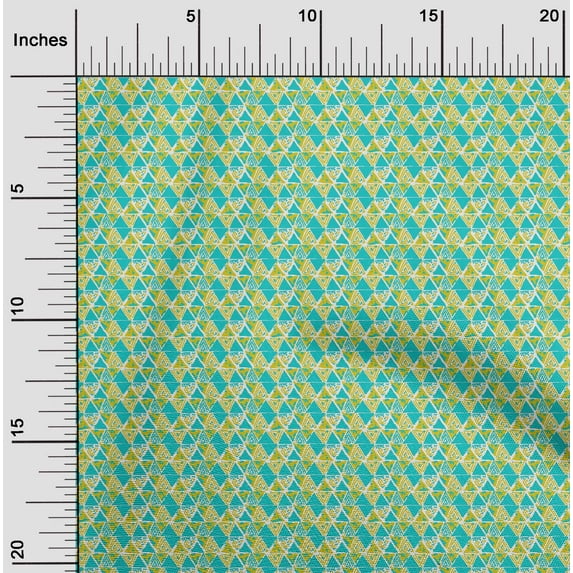 oneOone Polyester Lycra Medium Yellow Fabric Triangle Geometric Diy Clothing Quilting Fabric Print Fabric By Yard 56 Inch Wide