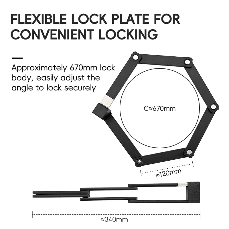 ROCKBROS Mini Folding Bike Lock Guard Secure Key Locks Easy and Portable Use