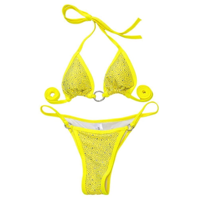 Bikini Sexy Para Mujer, Traje De Baño Dividido Con Diamantes, Traje De Baño Para Mujer, Traje De Baño Hueco Suave A La Moda Yuarrent OD015998-13