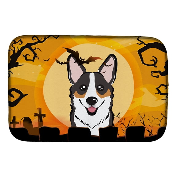 Halloween Tricolor Corgi Dish Drying Mat