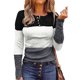 thumbnail image 2 of Camisa base de manga larga con cuello redondo y botones para mujer, 2 of 6