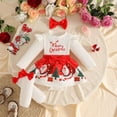 thumbnail image 6 of AWZXDE Holiday Bodysuits For Little Girls Velvet Santa Style Dress Outfit Complete With Matching Festive Hat For Christmas Theme Events E-White - 3-6 Months, 6 of 9
