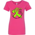 thumbnail image 3 of Inktastic Love, Care, Cure Lymphoma Awareness Lime Green Ribbon Hearts Women's T-Shirt, 3 of 5