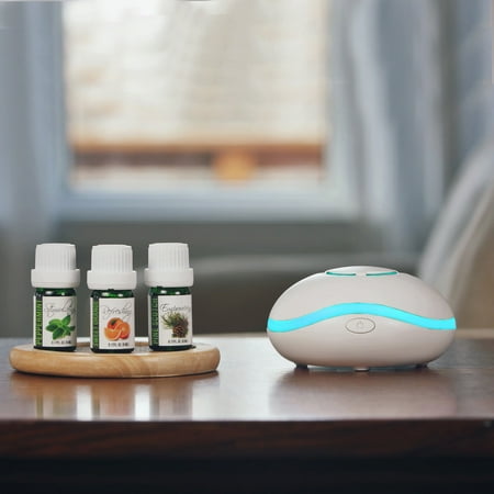 Fan Aromatherapy Diffuser Gift Set with 3 Pure Essential Oils in 5mL size. Great for Travel - USB cord or Battery Powered with Sweet Orange, Pine Scotch, &