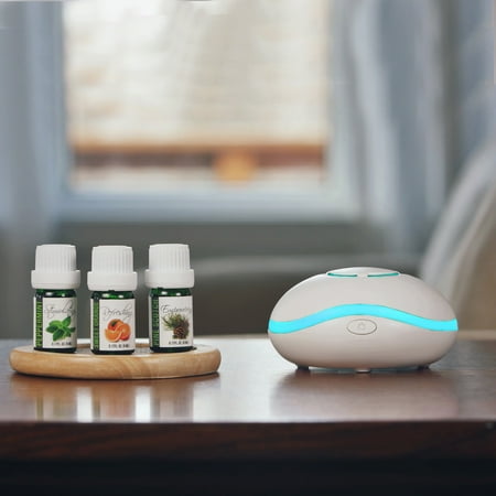 Fan Aromatherapy Diffuser Gift Set with 3 Pure Essential Oils in 5mL size. Great for Travel - USB cord or Battery Powered with Sweet Orange, Pine Scotch, &