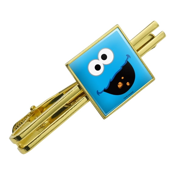 Sesame Street Cookie Monster Face Square Tie Bar Clip Clasp Tack- Silver or Gold