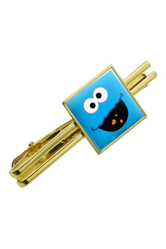 Sesame Street Cookie Monster Face Square Tie Bar Clip Clasp Tack- Silver or Gold