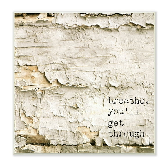 Stupell Industries Breathe You'll Get Through Encouraging Flaked Tree Graphic Art Unframed Art Print Wall Art, Design by Graffitee Studios